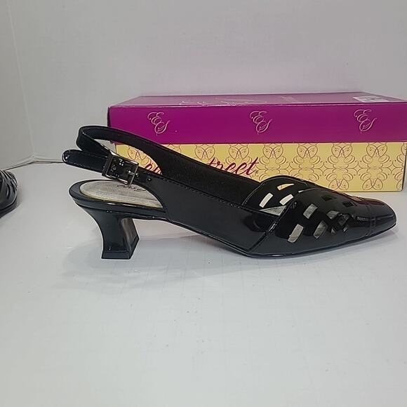 Easy Street Black Patent Slingback Pumps – Kitten/Block Heel – Women’s Sz 7 - Picture 7 of 10